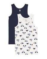 HEMA Kindersinglets auto's - 2 stuks wit (wit)