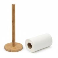 Five keukenrolhouder - 1x - naturel - 12,5 x 32 cm - bamboe hout - Keukenpapier houder - thumbnail
