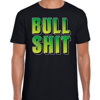 Bullshit fun tekst t-shirt zwart heren - thumbnail