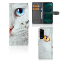 Sony Xperia 5III | Telefoonhoesje | Met pasjeshouder | Witte Kat