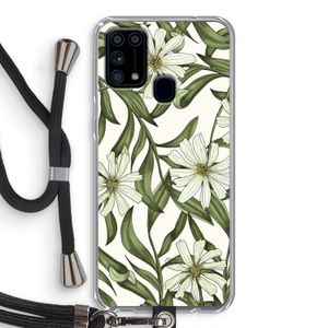 Wit bloemenpatroon: Samsung Galaxy M31 Transparant Hoesje met koord