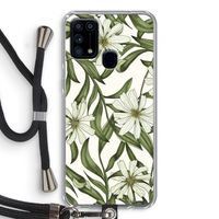Wit bloemenpatroon: Samsung Galaxy M31 Transparant Hoesje met koord