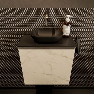 Mondiaz Fowy toiletmeubel 50cm Carrara met blad en waskom urban midden zonder kraangat