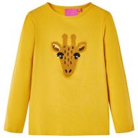 Kindershirt met lange mouwen dierenprint 128 donker okerkleurig