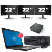 Dell Latitude 7490 - Intel Core i7-8e Generatie - 14 inch - Touch - 16GB RAM - 256GB SSD - Windows 11 + 3x 22 inch Monitor