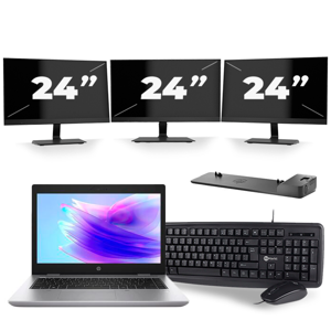 HP ProBook 640 G5 - Intel Core i7-8e Generatie - 14 inch - 16GB RAM - 256GB SSD - Windows 11 + 3x 24 inch Monitor