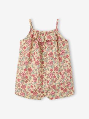 Combishort babymeisjes met fijne bretels lichtgeel