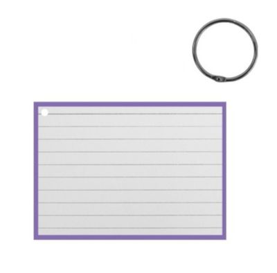 Verhaak flashcard met clipring A7 papier wit/paars 50 stuks