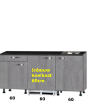 kitchenette 180cm incl inbouw koelkast RAI-430 - thumbnail