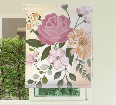 Rolgordijnen woonkamer met realistisch bloemen