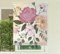Rolgordijnen woonkamer met realistisch bloemen
