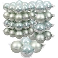 60x stuks glazen kerstballen mintgroen (oyster grey) 6, 8 en 10 cm mat/glans - thumbnail