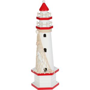 H&S Collection Maritieme deco beeldje Vuurtoren - Hout - 10 x 36 cm