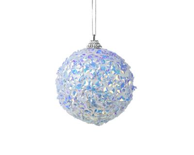 Kerstbal foam 10 cm wit/iris