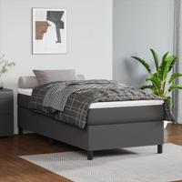 Boxspring met matras kunstleer grijs 90x200 cm