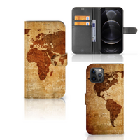 Apple iPhone 12 Pro Max Flip Cover Wereldkaart