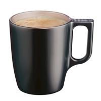 Koffiemokken Monaco - 1x stuks - Hard Glas - zwart - 250 ml - 9 cm - Flashy metallic finish