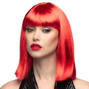 Verkleedpruik dames - rood - Cabaret/Hollywood/Diva - Carnaval - half lang chique haar