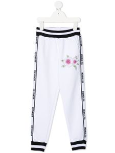 Monnalisa pantalon de jogging à bande logo - Blanc