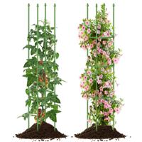 2-Delige Set Tomatensteun met Verstelbare Hoogte & 6 Ringen Tomatenkooi Plantenkooi