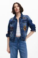 Trucker spijkerjack met bloemen - BLUE - XS