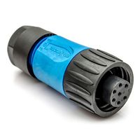 Amphenol C01630D00610010 Ecomate Connector | RD24 | Axial | Female | IP67 | Soldeer | Silver Plated | Screw Locking | Zwart/Blauw