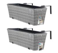 Polyrotan Balkonbak Set van 2 kleur Grijs