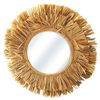 Wandspiegel bohemian Raffia - bruin - rond - boho/ibiza stijl - Dia 48 cm