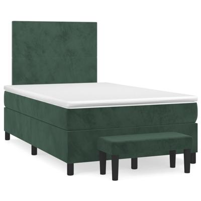 Boxspring met matras fluweel donkergroen 120x190 cm