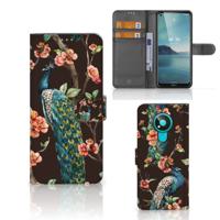 Nokia 3.4 | Telefoonhoesje | Met pasjeshouder | Pauw met Bloemen