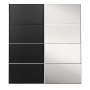 Schuifdeurkast Verona wit - zwart/spiegel - 200x182x64 cm - Leen Bakker