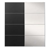 Schuifdeurkast Verona wit - zwart/spiegel - 200x182x64 cm - Leen Bakker - thumbnail