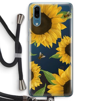 Sunflower and bees: Huawei P20 Transparant Hoesje met koord