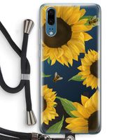 Sunflower and bees: Huawei P20 Transparant Hoesje met koord