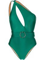 Noire Swimwear maillot de bain à design à une épaule - Vert