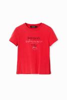 Slim fit T-shirt met teksten - RED - XXL