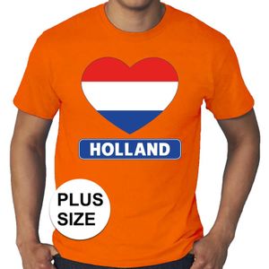 Oranje Holland hart vlag grote maten shirt heren