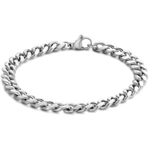 Frank 1967 7FB-0501 Heren Armband - Gourmette Schakel - 7 mm - Geborsteld - 23 cm - Zilverkleurig