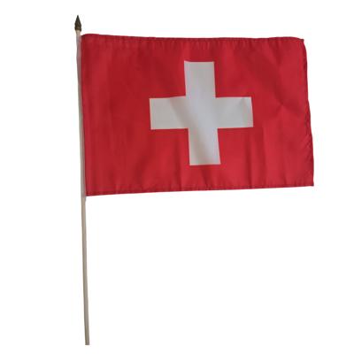 Luxe grote zwaaivlaggen Zwitserland - 30 x 45 cm - op lange stok - feestartikelen