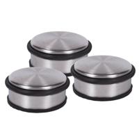 Deurstopper - 3x - RVS - rond - 4,5 x 11 cm - 1 kg - deurstop - zilver