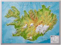 Wandkaart - Reliëfkaart IJsland met voelbaar 3D reliëf 42 x 30 cm | GeoRelief - thumbnail