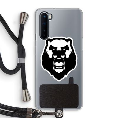 Angry Bear (white): OnePlus Nord Transparant Hoesje met koord
