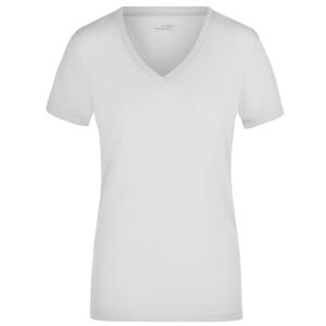 James & Nicholson t-shirt v-hals - dames - wit - stretch - korte mouwen