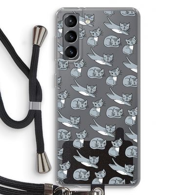 Poezen: Samsung Galaxy S21 Transparant Hoesje met koord