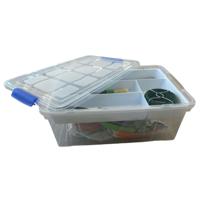 Gereedschap opbergbox - 9L - wit - batterijen/bitjes/schroeven/tape opbergen - 26 x 37 x 14