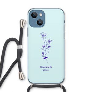 Bloom with grace: iPhone 13 Transparant Hoesje met koord