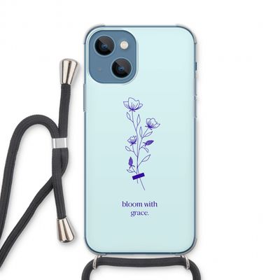 Bloom with grace: iPhone 13 Transparant Hoesje met koord