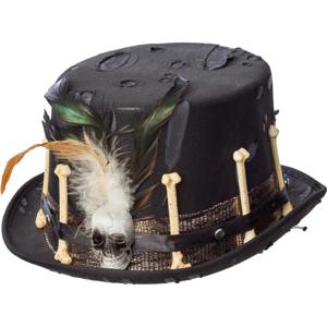 Halloween/horror steampunk hoed - met skelet/botten - zwart - polyester - voor volwassenen