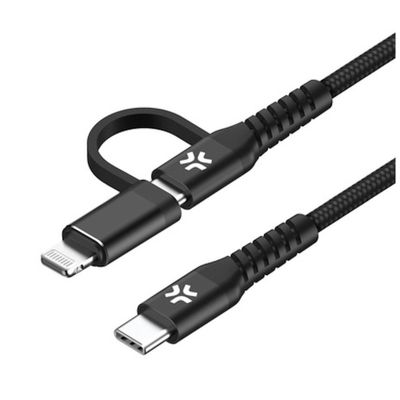 Celly Duo kabel 100W C naar C + Lightning 1m, zwart