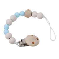3 PC'S baby fopspeen clip ketting houten houder fopspeen fopspeen clips leiband riem tepel houder voor babyvoeding (licht blauw)
